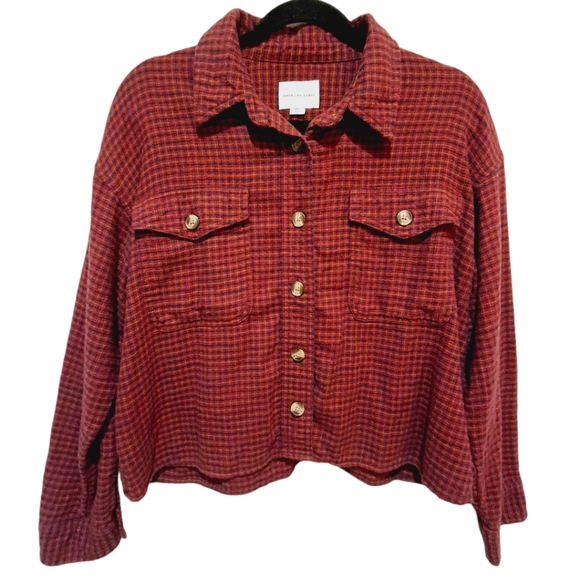 American Eagle maroon crop flannel size M - Picture 2 of 8